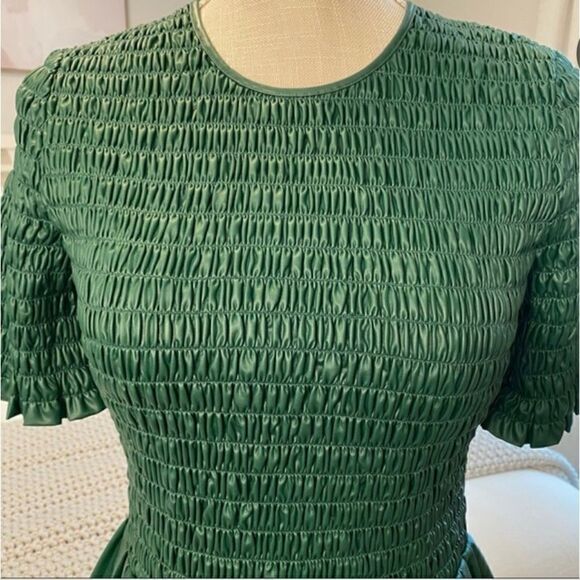 Zara Ruched Faux Leather Holiday Top in Green - Picture 5 of 16